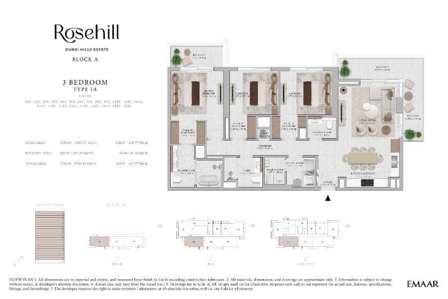 Rosehill Block A, 3-Bed Floor Plan, type: 3 Bed