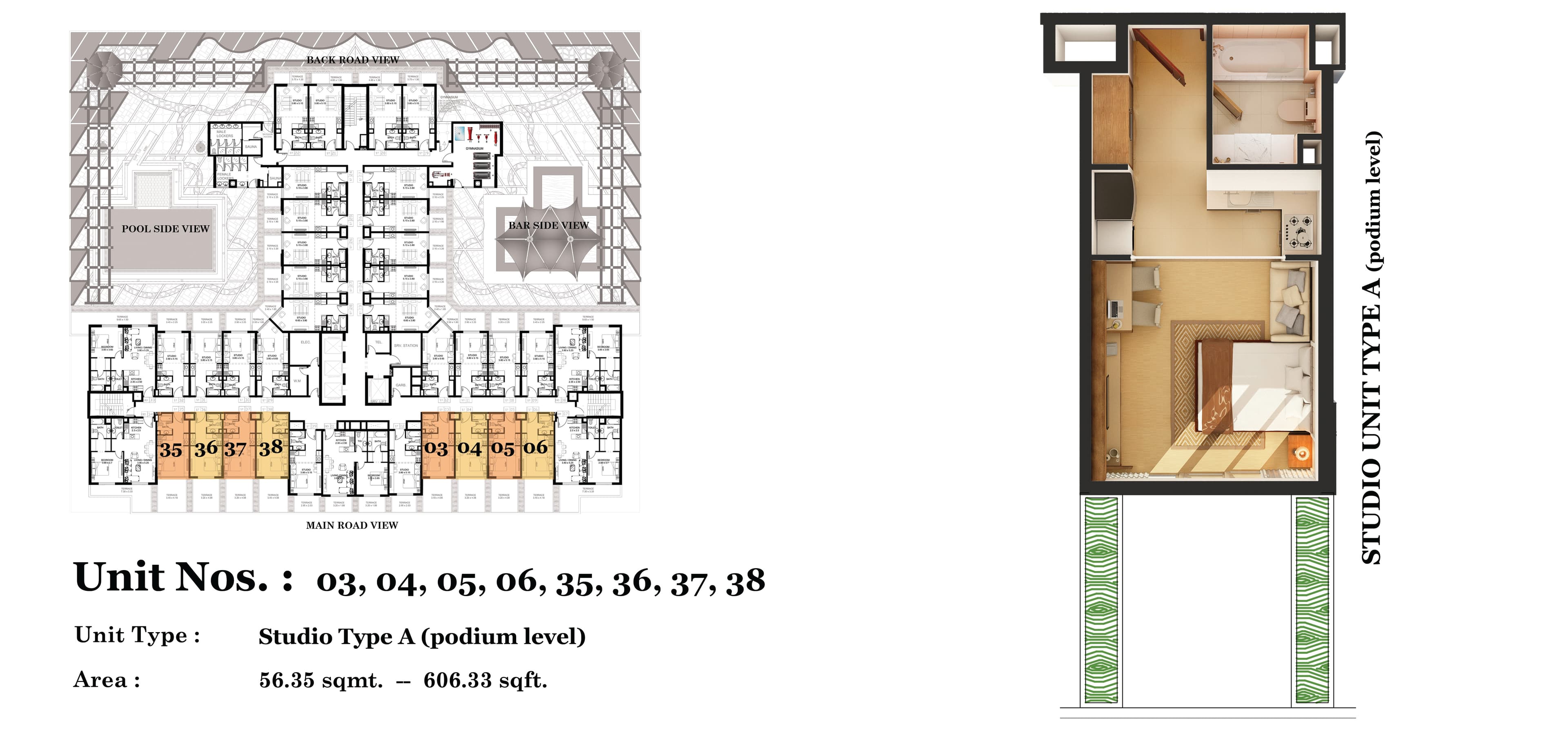 Roy Mediterranean by Azizi, 0-Bed Floor Plan, type: Studio