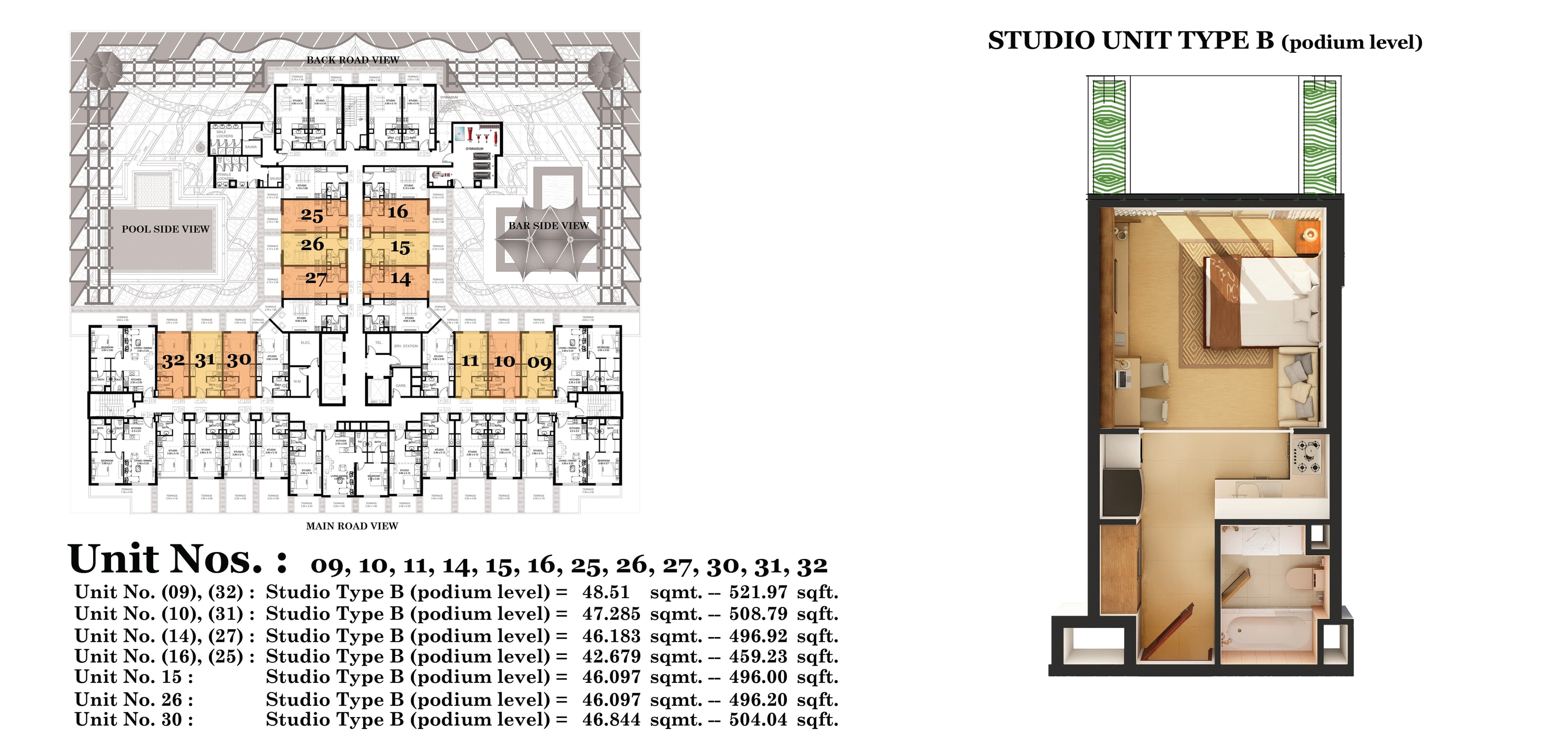 Roy Mediterranean by Azizi, 0-Bed Floor Plan, type: Studio