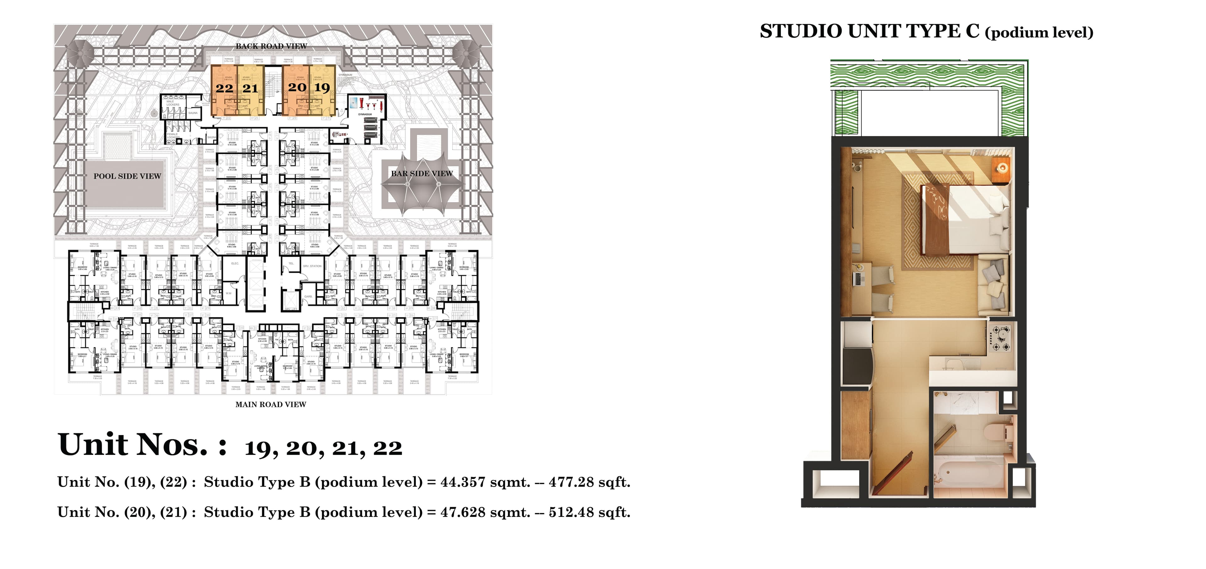 Roy Mediterranean by Azizi, 0-Bed Floor Plan, type: Studio