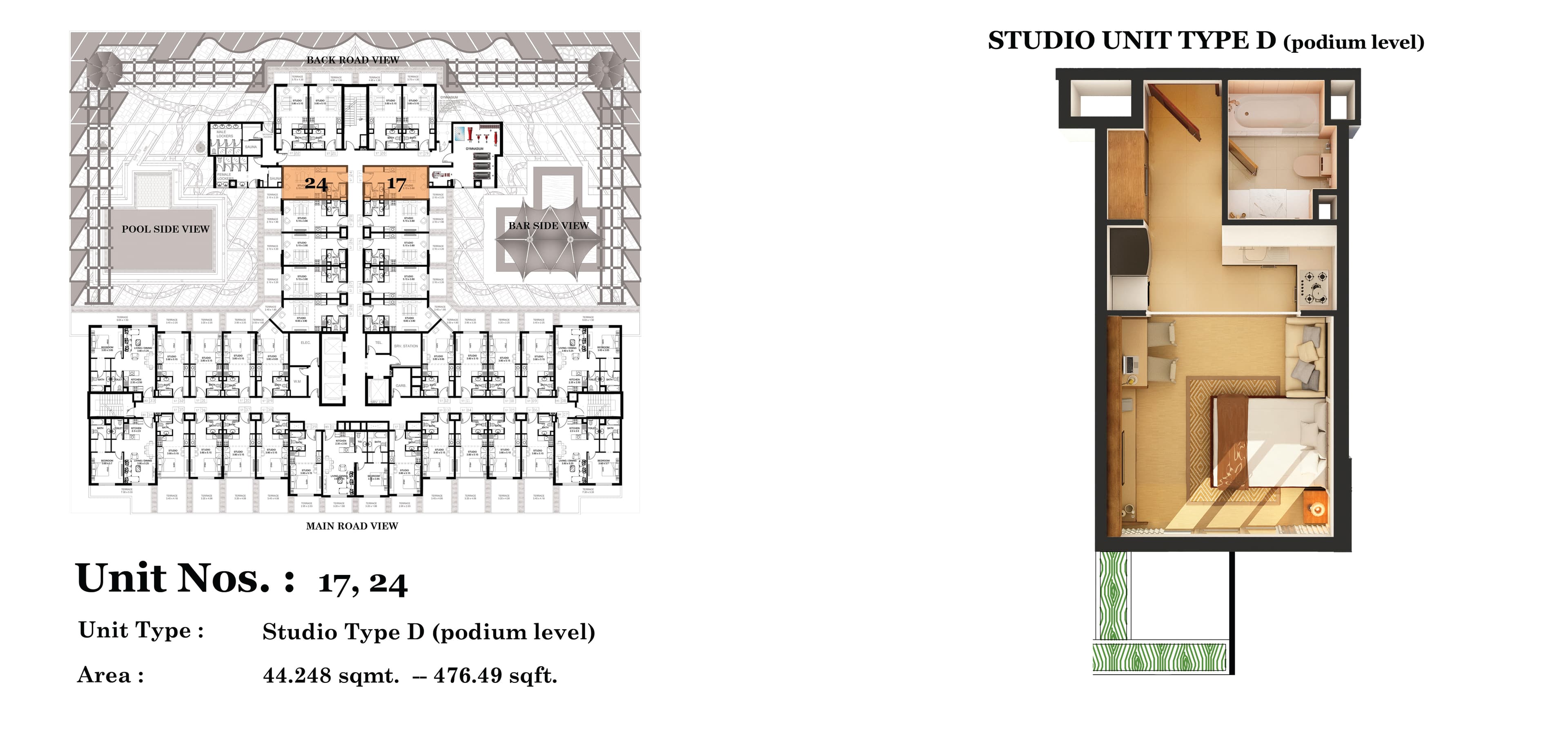 Roy Mediterranean by Azizi, 0-Bed Floor Plan, type: Studio