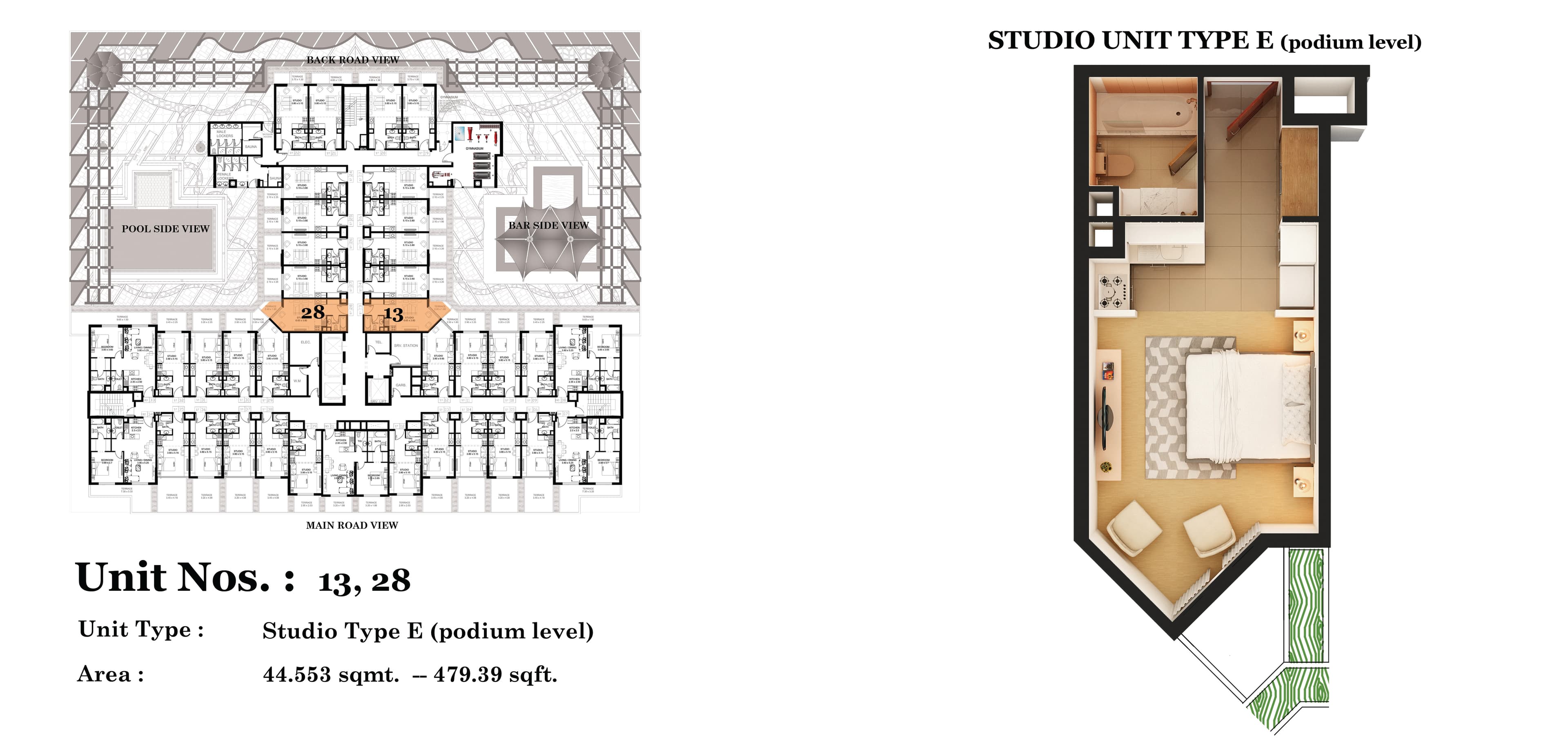 Roy Mediterranean by Azizi, 0-Bed Floor Plan, type: Studio