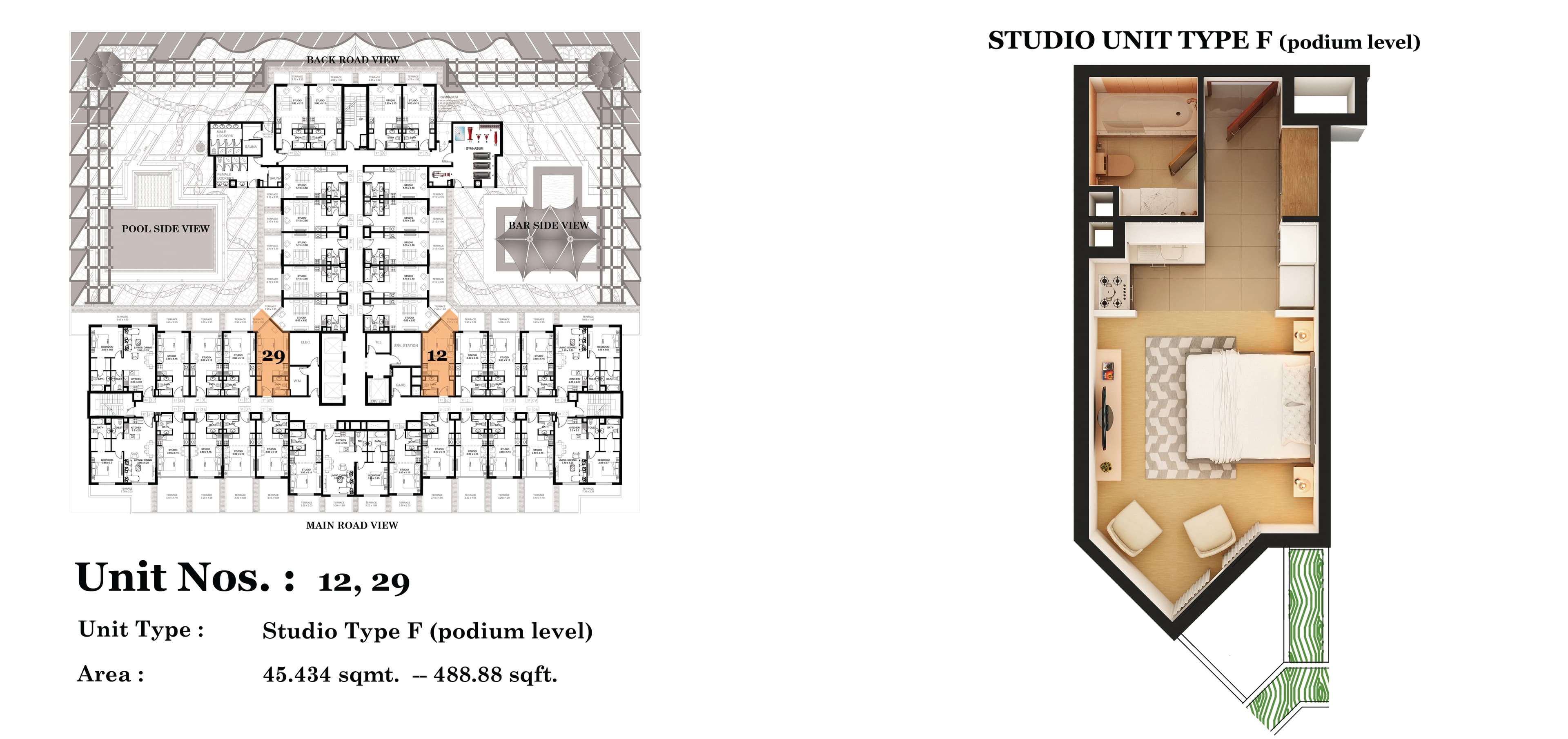 Roy Mediterranean by Azizi, 0-Bed Floor Plan, type: Studio