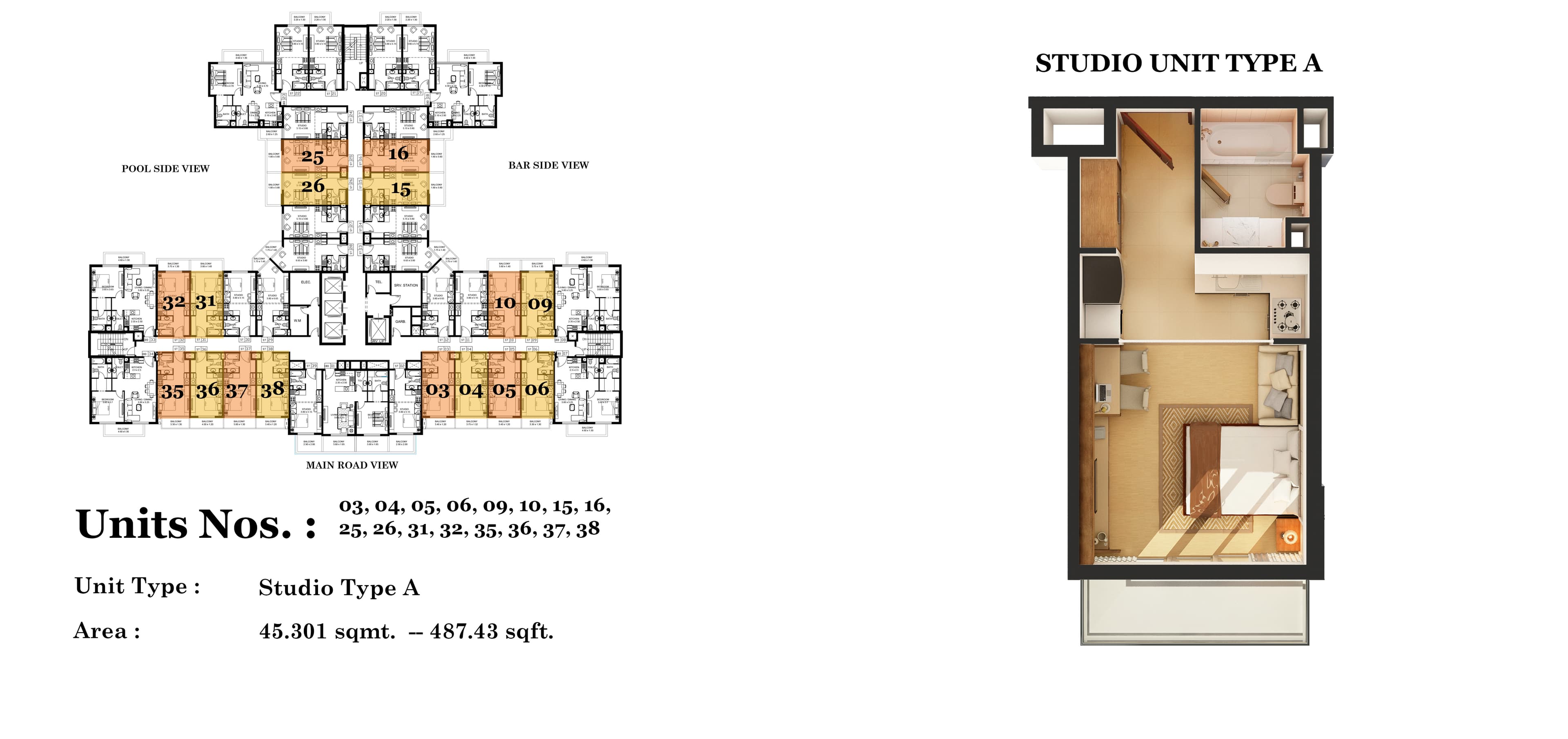 Roy Mediterranean by Azizi, 0-Bed Floor Plan, type: Studio