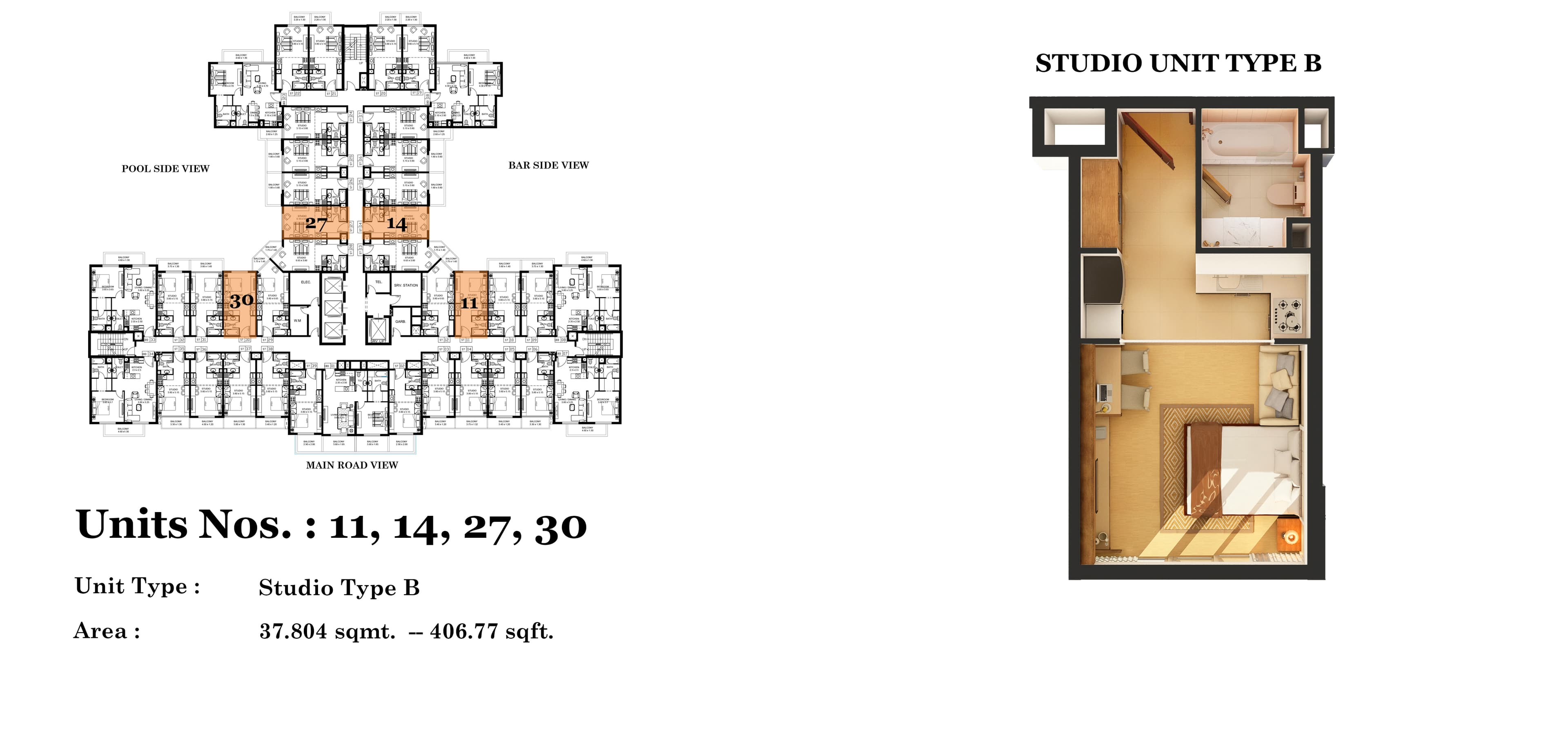 Roy Mediterranean by Azizi, 0-Bed Floor Plan, type: Studio