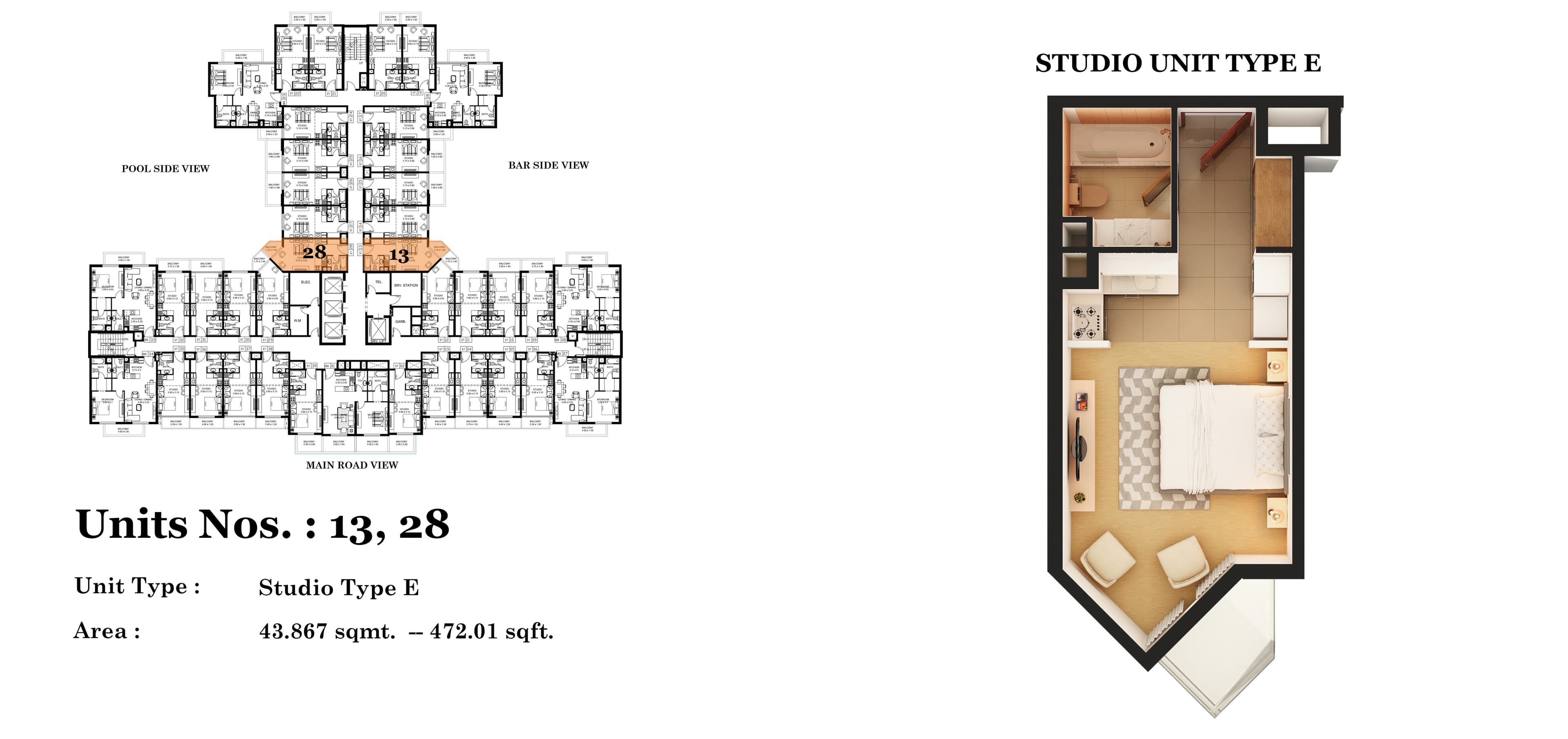 Roy Mediterranean by Azizi, 0-Bed Floor Plan, type: Studio