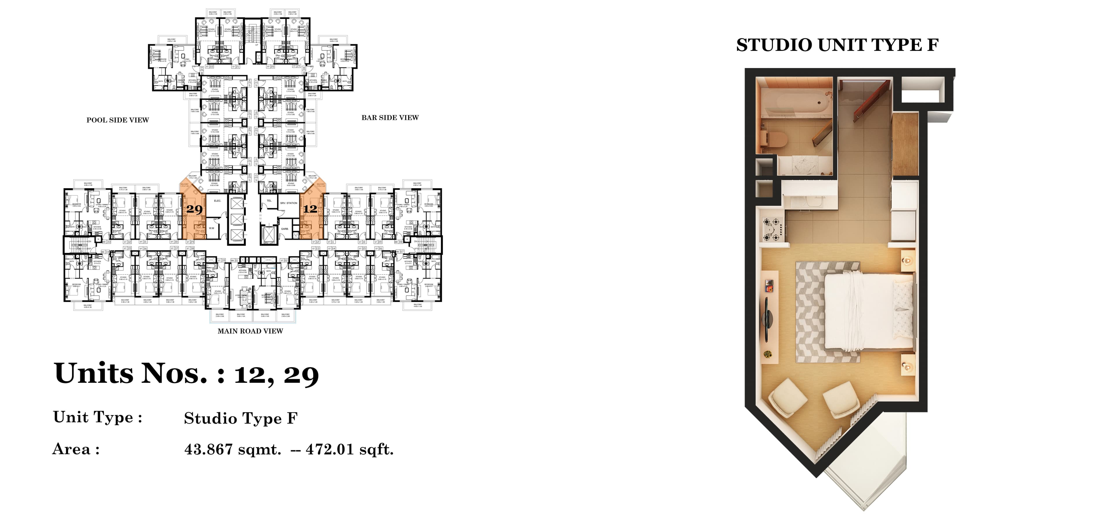 Roy Mediterranean by Azizi, 0-Bed Floor Plan, type: Studio