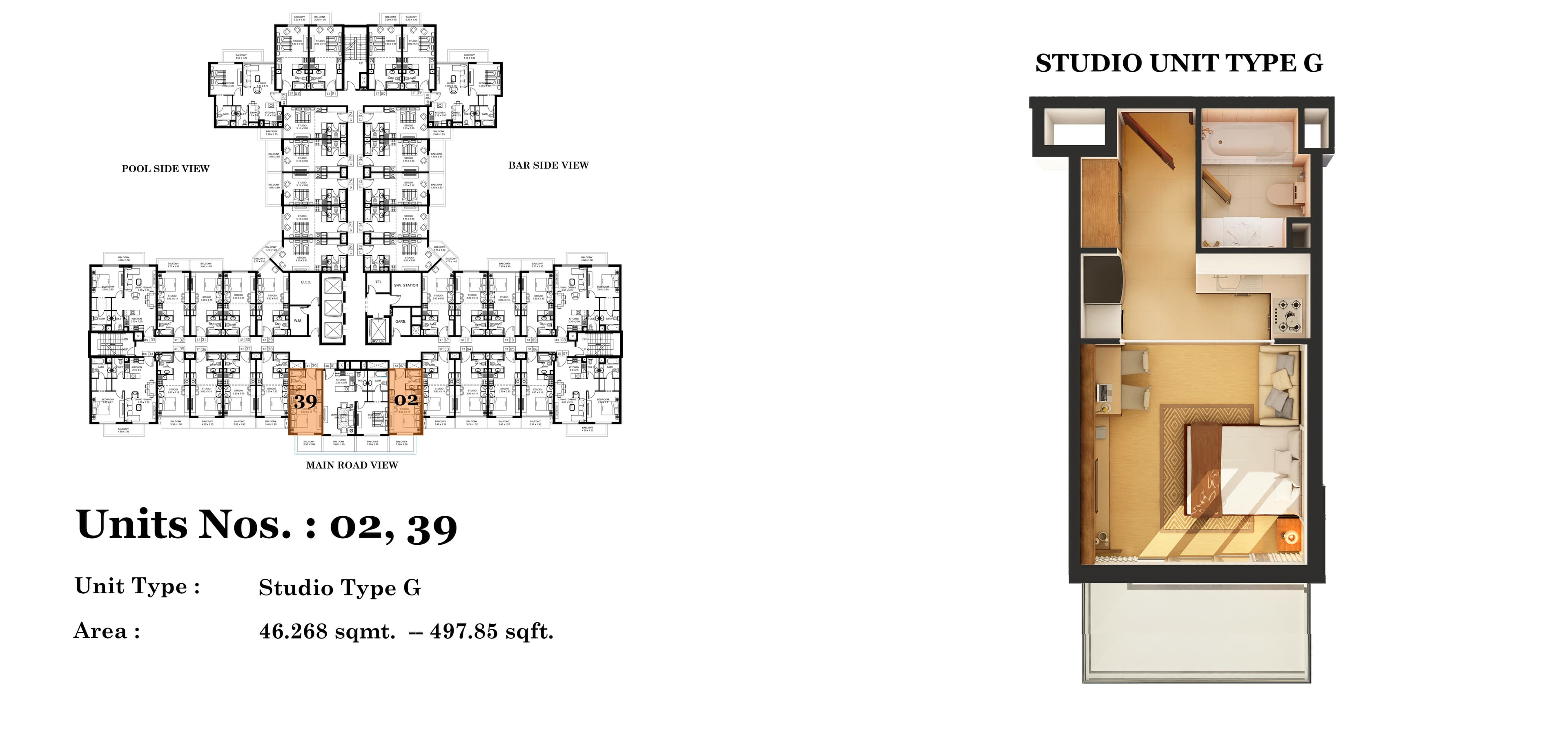 Roy Mediterranean by Azizi, 0-Bed Floor Plan, type: Studio