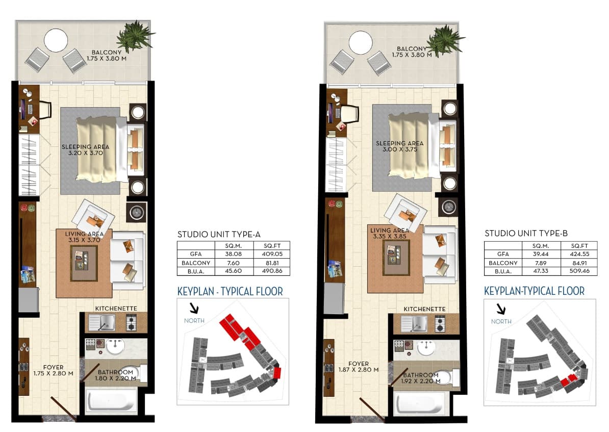 Royal Estates, 0-Bed Floor Plan, type: Studio