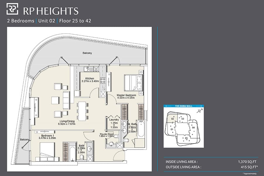 RP Heights, 2-Bed Floor Plan, type: Unit 02_25th-42nd floor