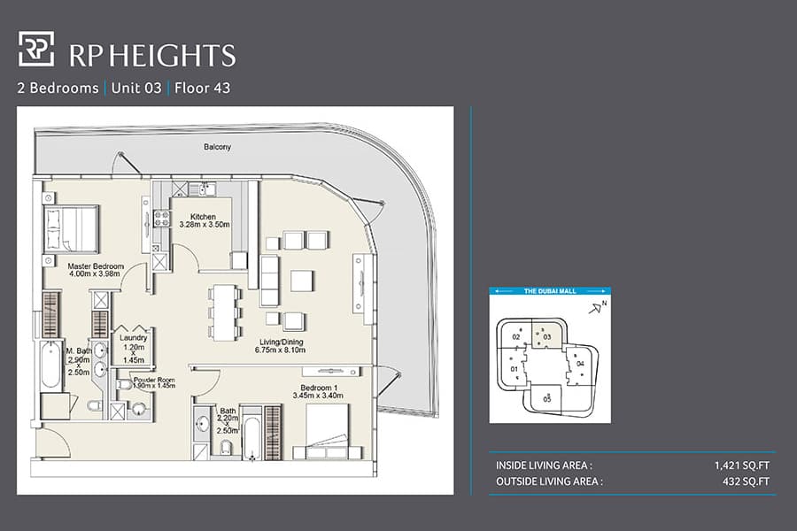 RP Heights, 2-Bed Floor Plan, type: Unit 03_43rd floor