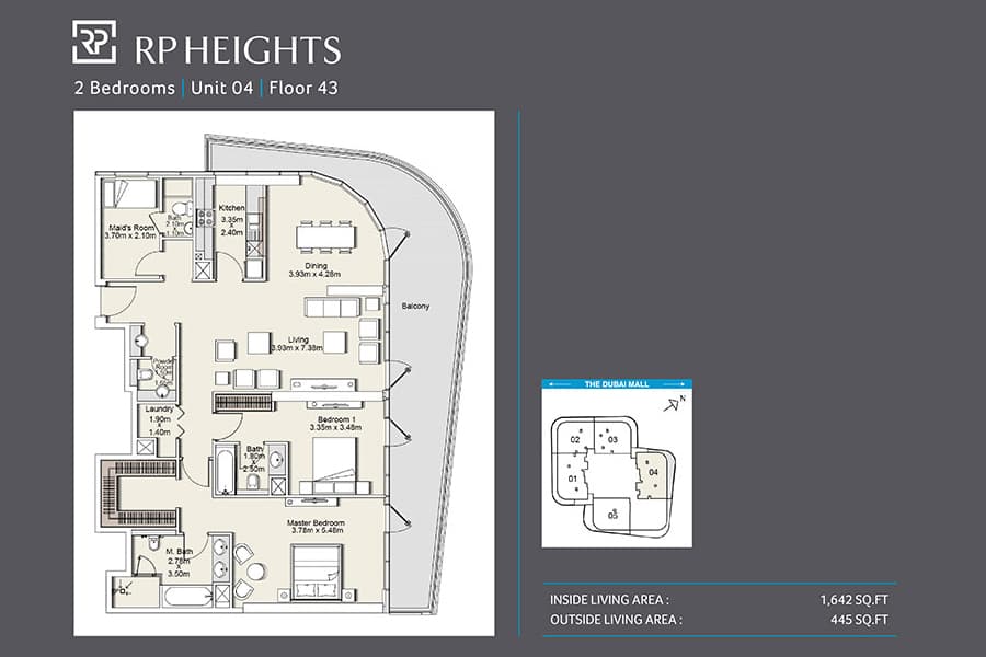 RP Heights, 2-Bed Floor Plan, type: Unit 04_43rd floor