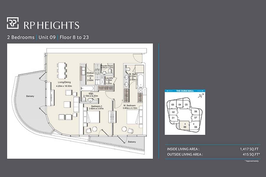 RP Heights, 2-Bed Floor Plan, type: Unit 09_8th-23th floor