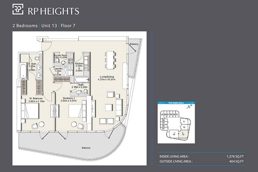 RP Heights, 2-Bed Floor Plan, type: Unit 13_7th floor