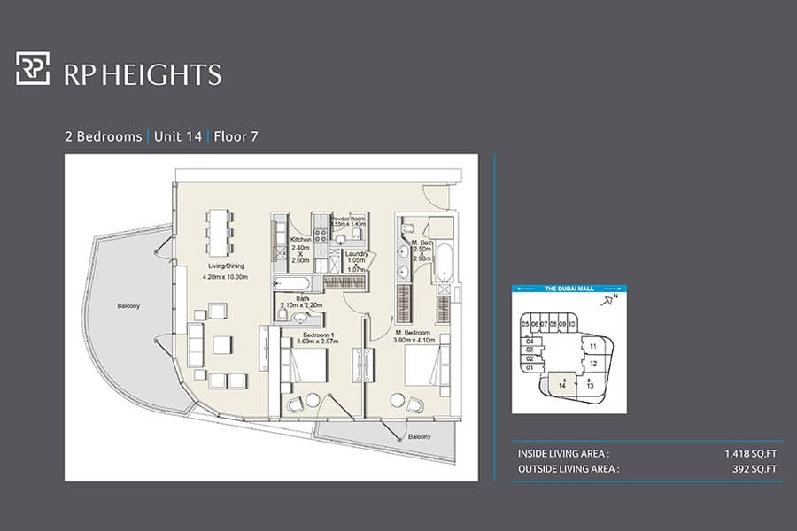 RP Heights, 2-Bed Floor Plan, type: Unit 14_7th floor