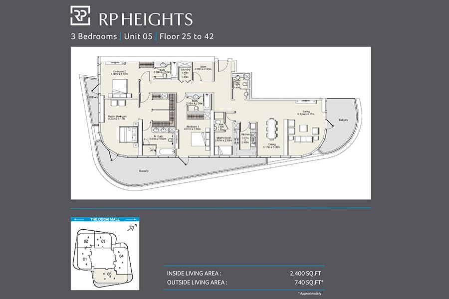 RP Heights, 3-Bed Floor Plan, type: Unit 05_25th-42nd floor