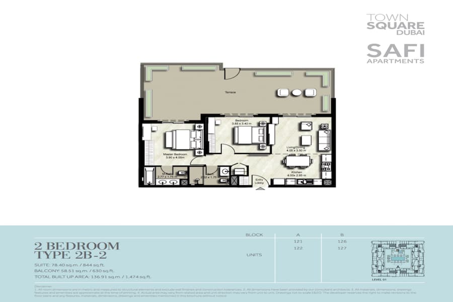 Safi I, 2-Bed Floor Plan, type: 2 BEDROOM TYPE 2B-2