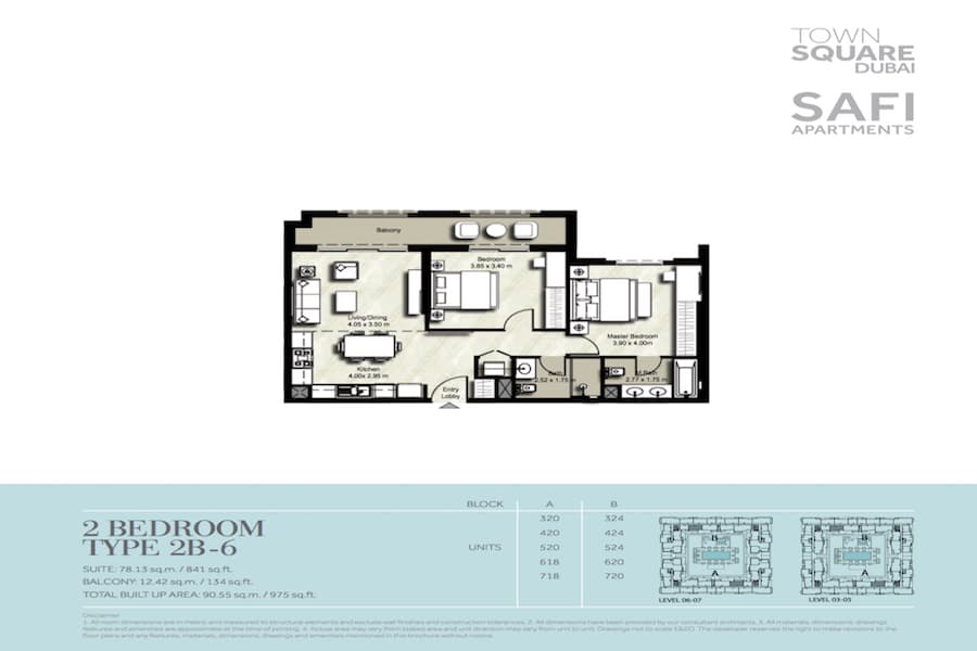 Safi I, 2-Bed Floor Plan, type: 2 BEDROOM TYPE 2B-6