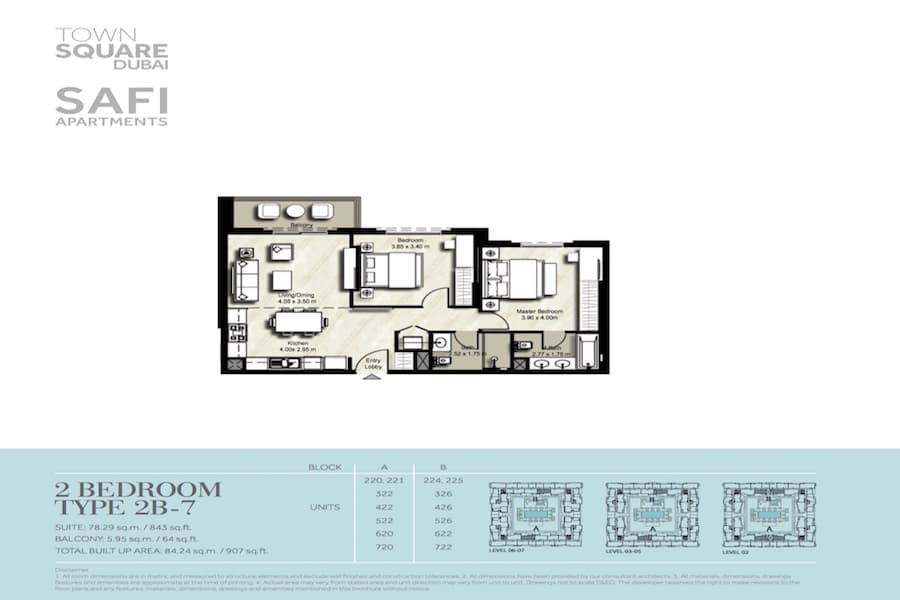 Safi I, 2-Bed Floor Plan, type: 2 BEDROOM TYPE 2B-7