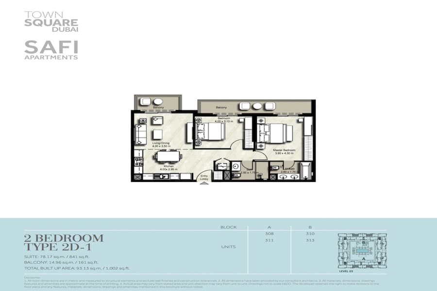 Safi I, 2-Bed Floor Plan, type: 2 BEDROOM TYPE 2D-1