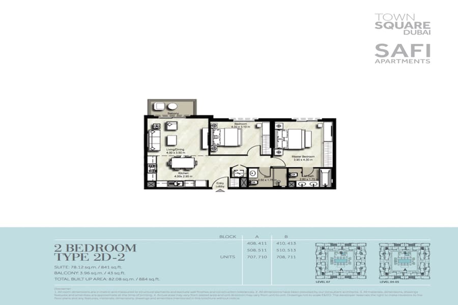 Safi I, 2-Bed Floor Plan, type: 2 BEDROOM TYPE 2D-2