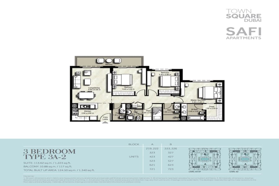 Safi I, 3-Bed Floor Plan, type: 3 BEDROOM TYPE 3A-2