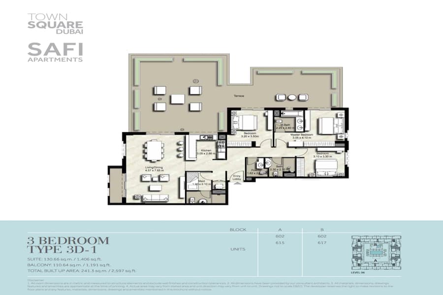 Safi I, 3-Bed Floor Plan, type: 3 BEDROOM TYPE 3D-1