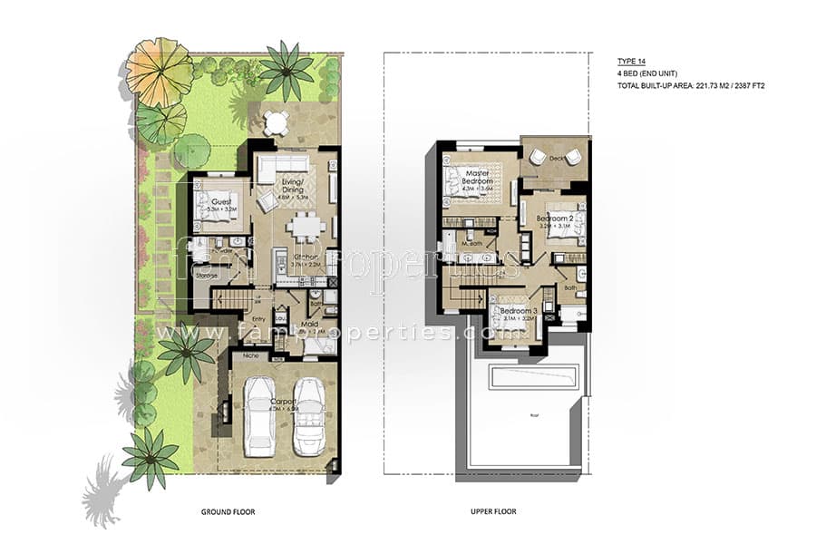 Safi Townhouses, 4-Bed Floor Plan, type: 4 Bedroom End Unit