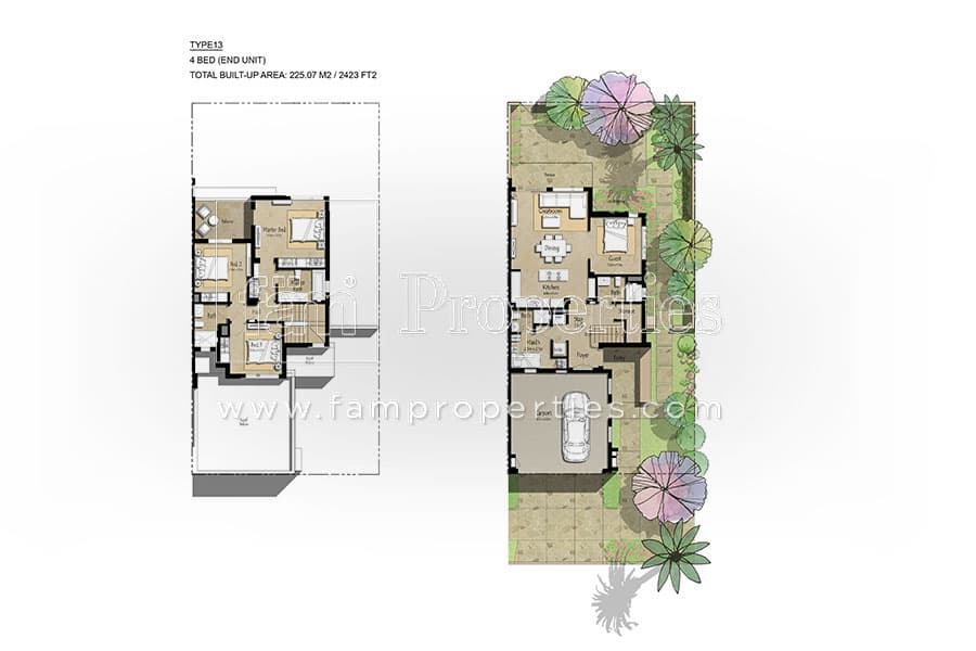 Safi Townhouses, 4-Bed Floor Plan, type: 4 Bedroom End Unit