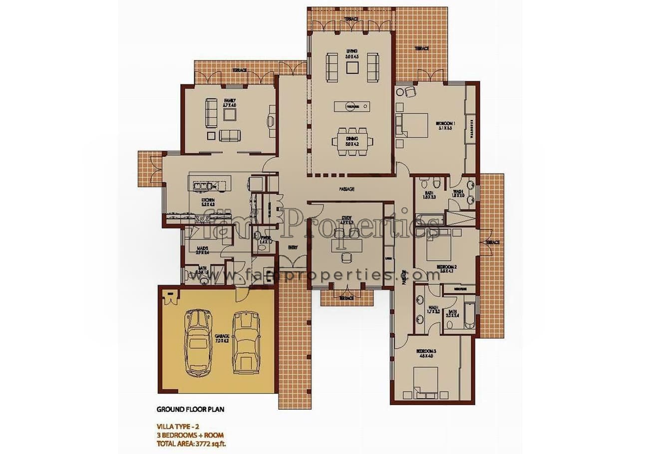 Saheel 1, 3-Bed Floor Plan, type: 3 Bedrooms Type 2