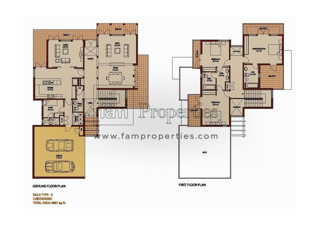 Saheel 1, 3-Bed Floor Plan, type: 3 Bedrooms Type 6