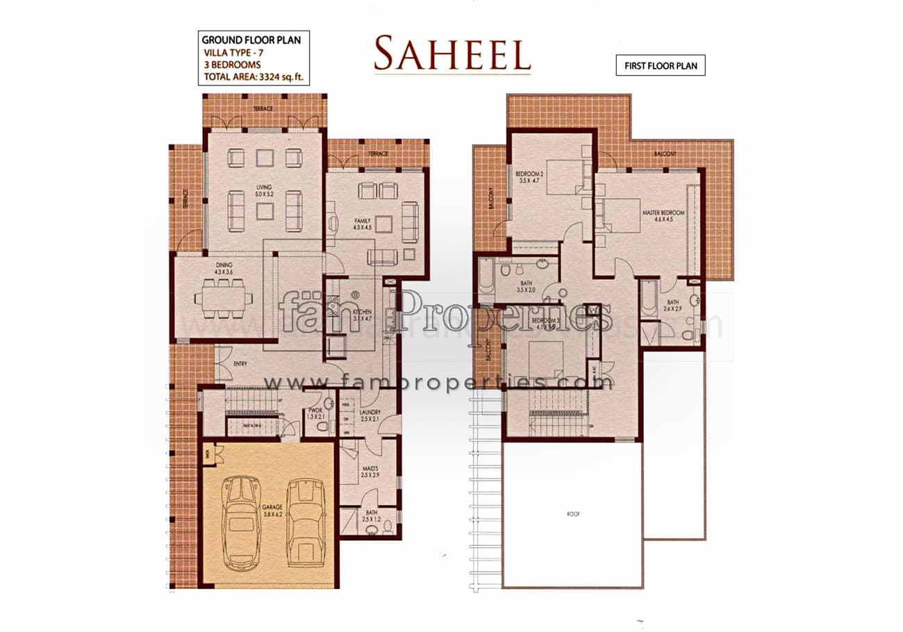 Saheel 1, 3-Bed Floor Plan, type: 3 Bedrooms Type 7