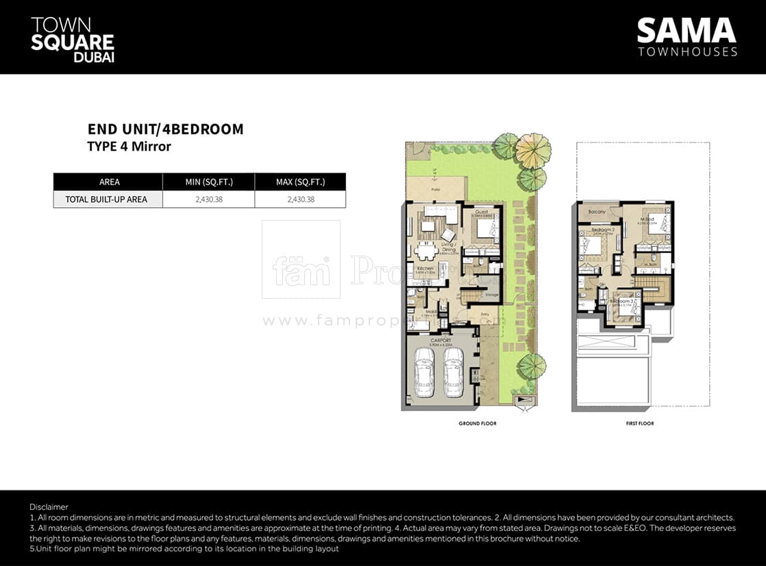 Sama Townhouses, 4-Bed Floor Plan, type: Type 4 Mirror