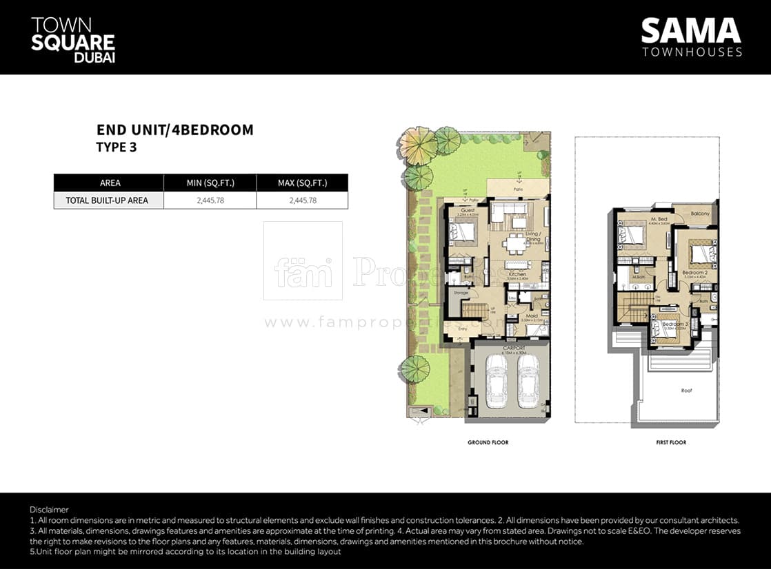 Sama Townhouses, 4-Bed Floor Plan, type: Type 3