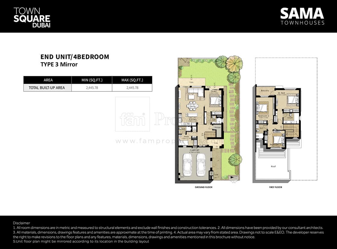Sama Townhouses, 4-Bed Floor Plan, type: Type 3 Mirror