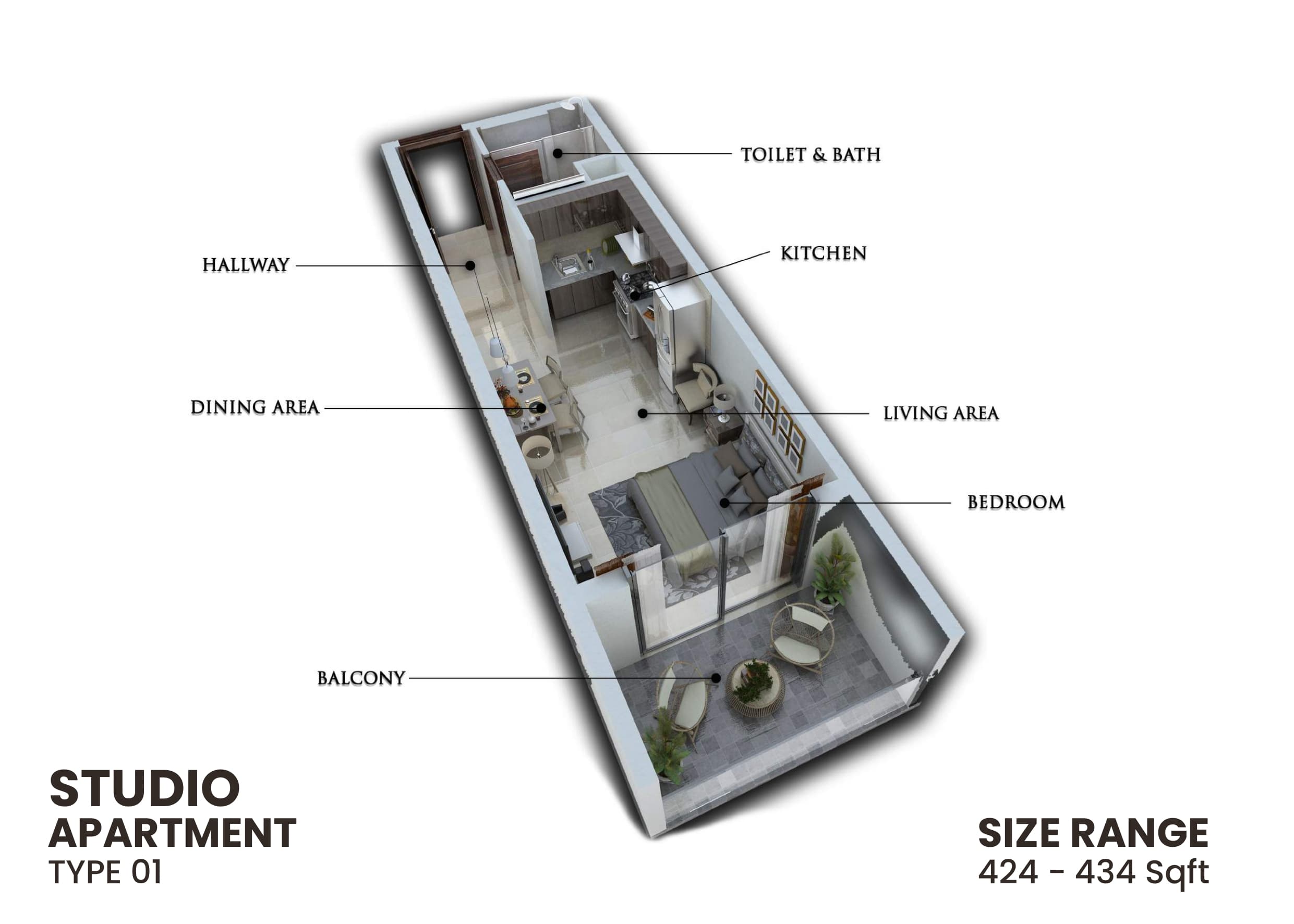Samana Greens, 0-Bed Floor Plan, type: Studio