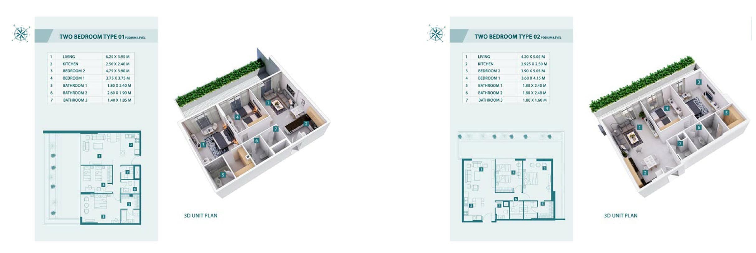Samia Residences, 2-Bed Floor Plan, type: 2 Bedroom