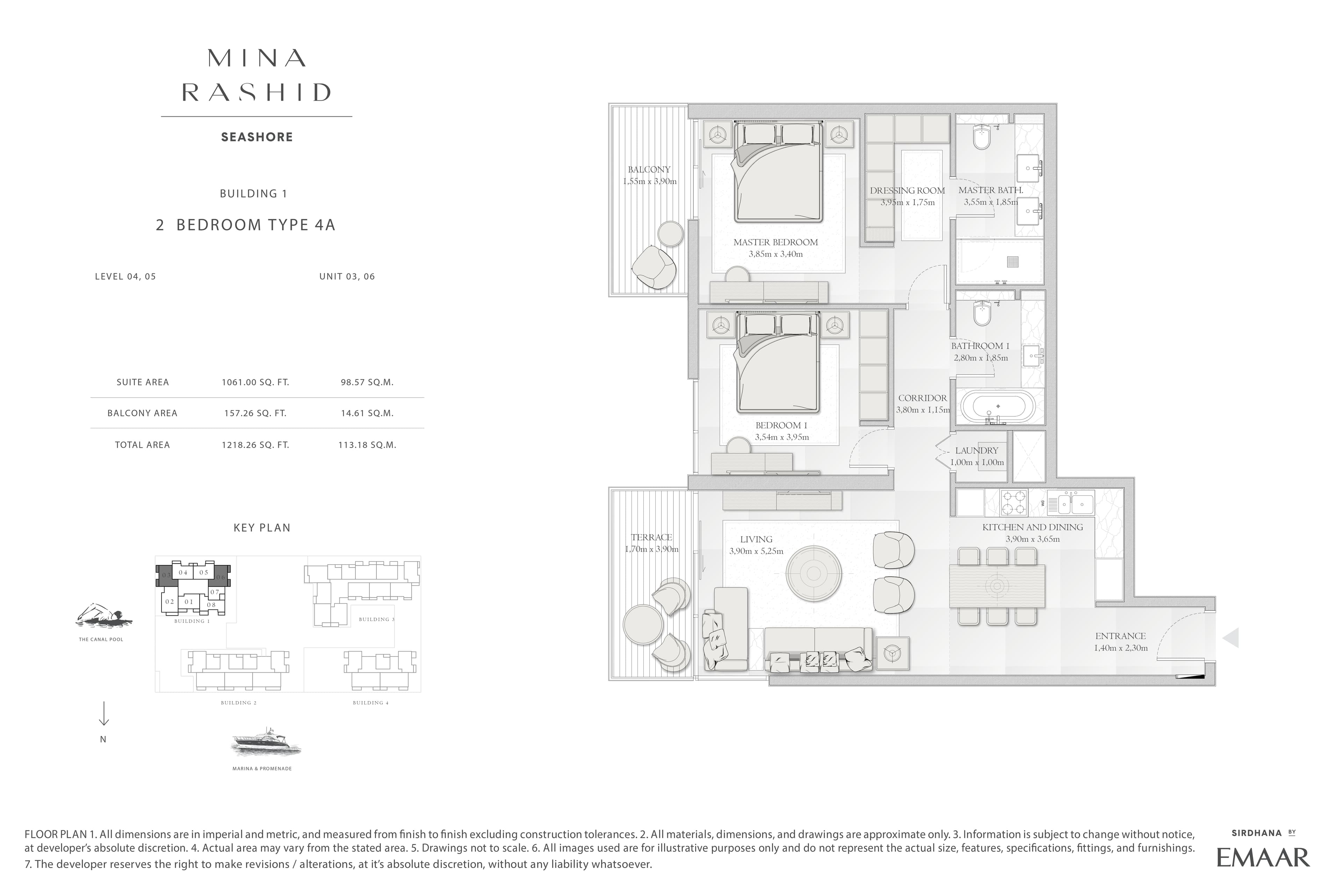 Seashore at Mina Rashid, 2-Bed Floor Plan, type: 2 Bedroom