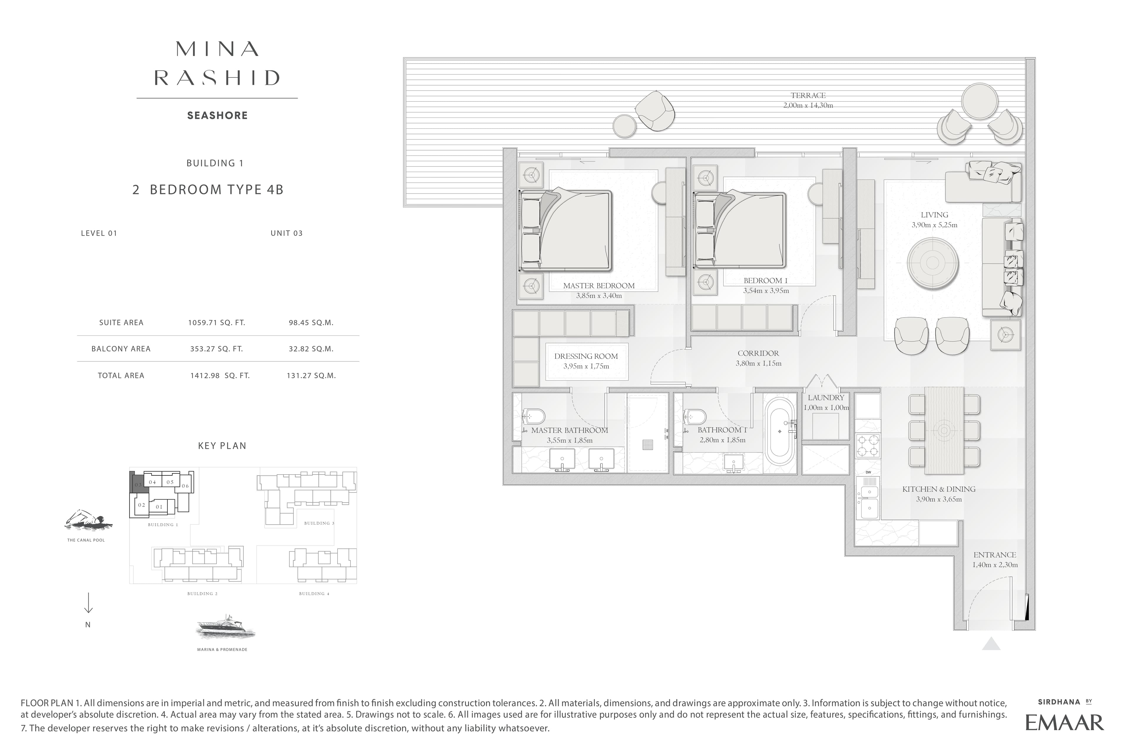 Seashore at Mina Rashid, 2-Bed Floor Plan, type: 2 Bedroom