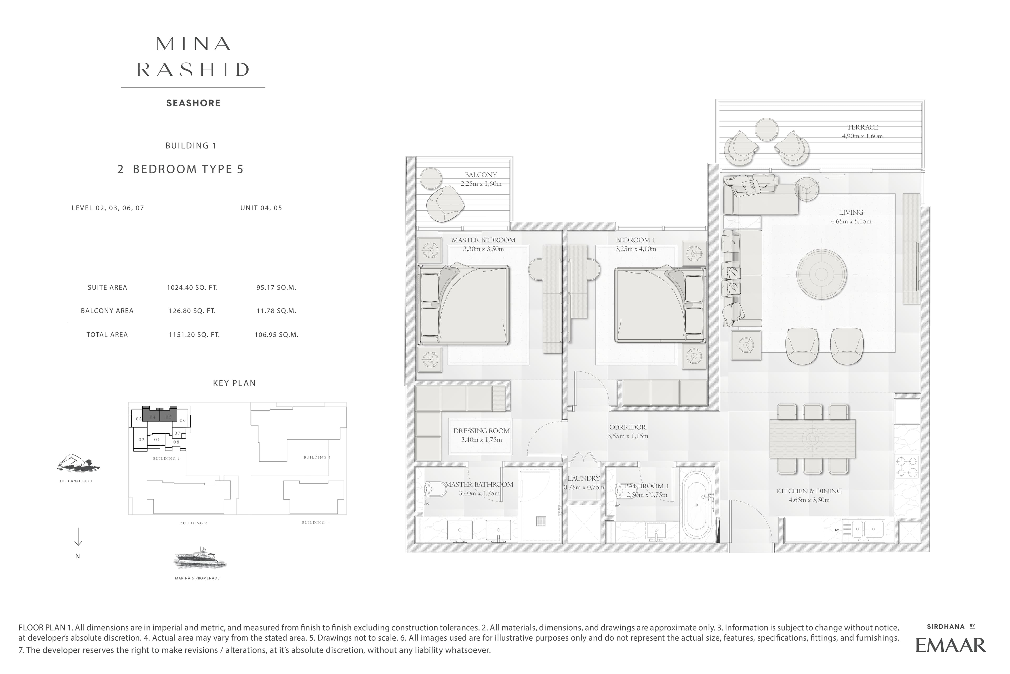 Seashore at Mina Rashid, 2-Bed Floor Plan, type: 2 Bedroom