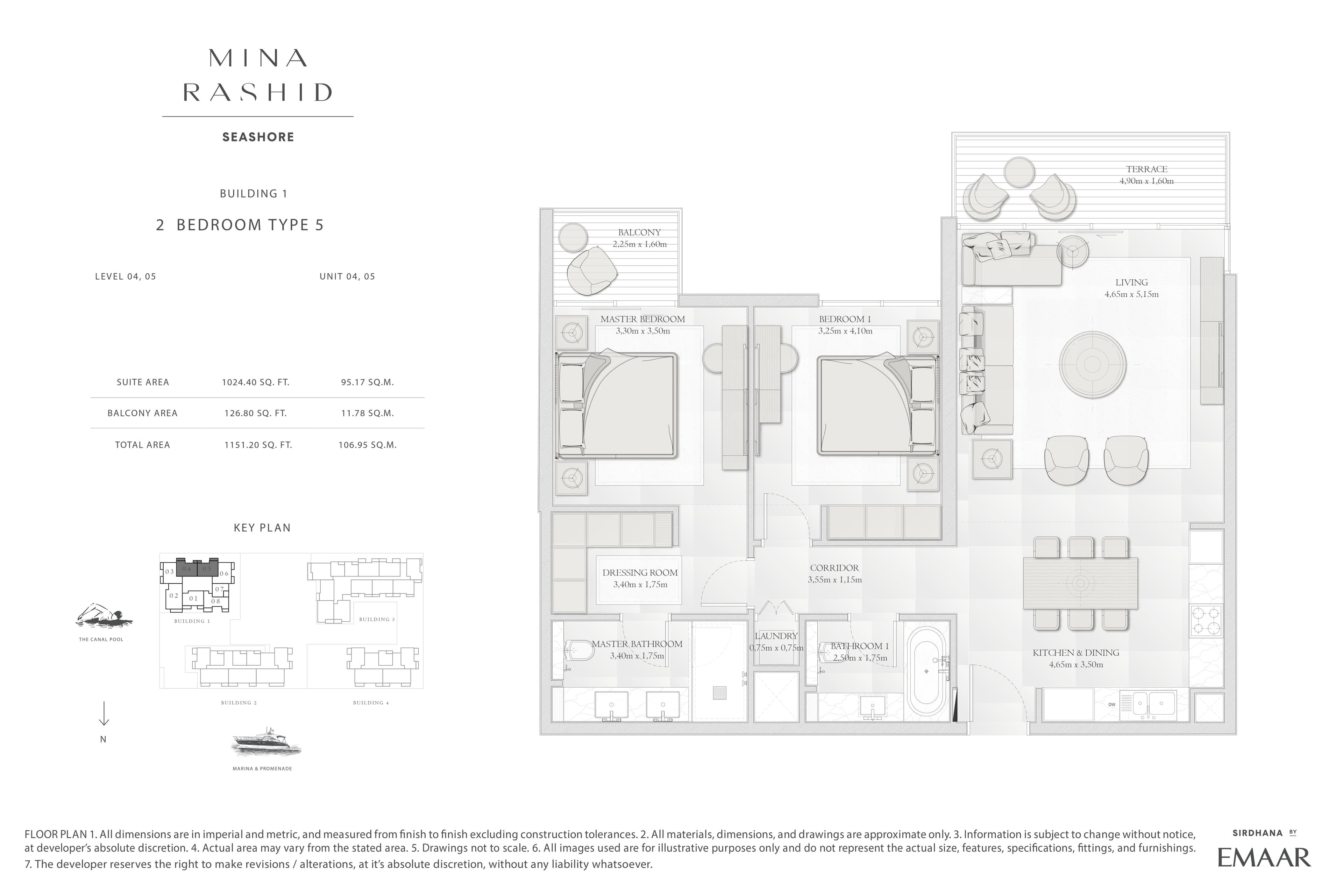 Seashore at Mina Rashid, 2-Bed Floor Plan, type: 2 Bedroom