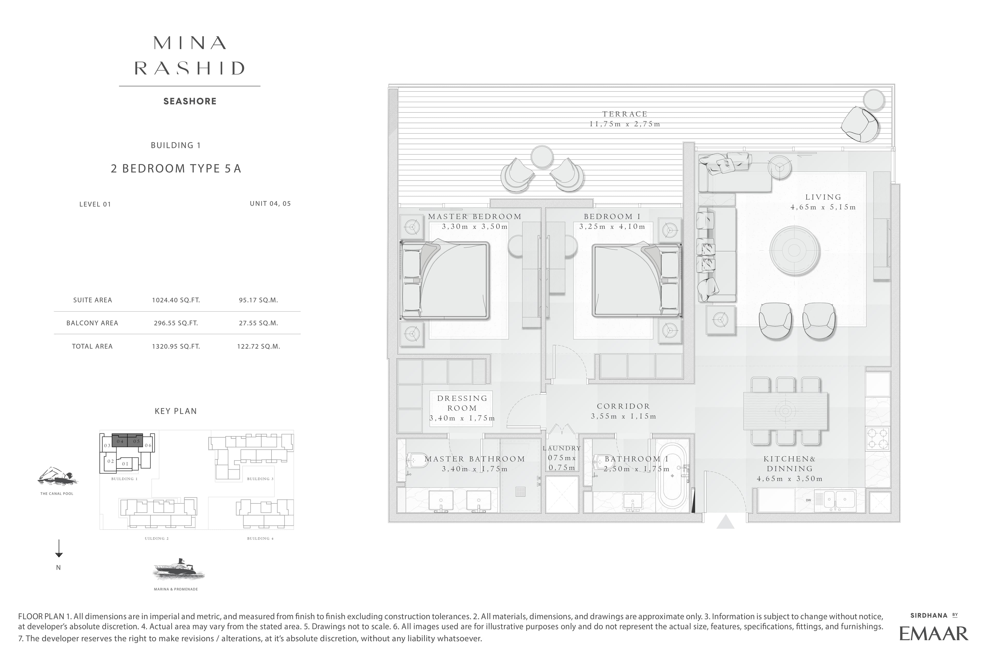 Seashore at Mina Rashid, 2-Bed Floor Plan, type: 2 Bedroom