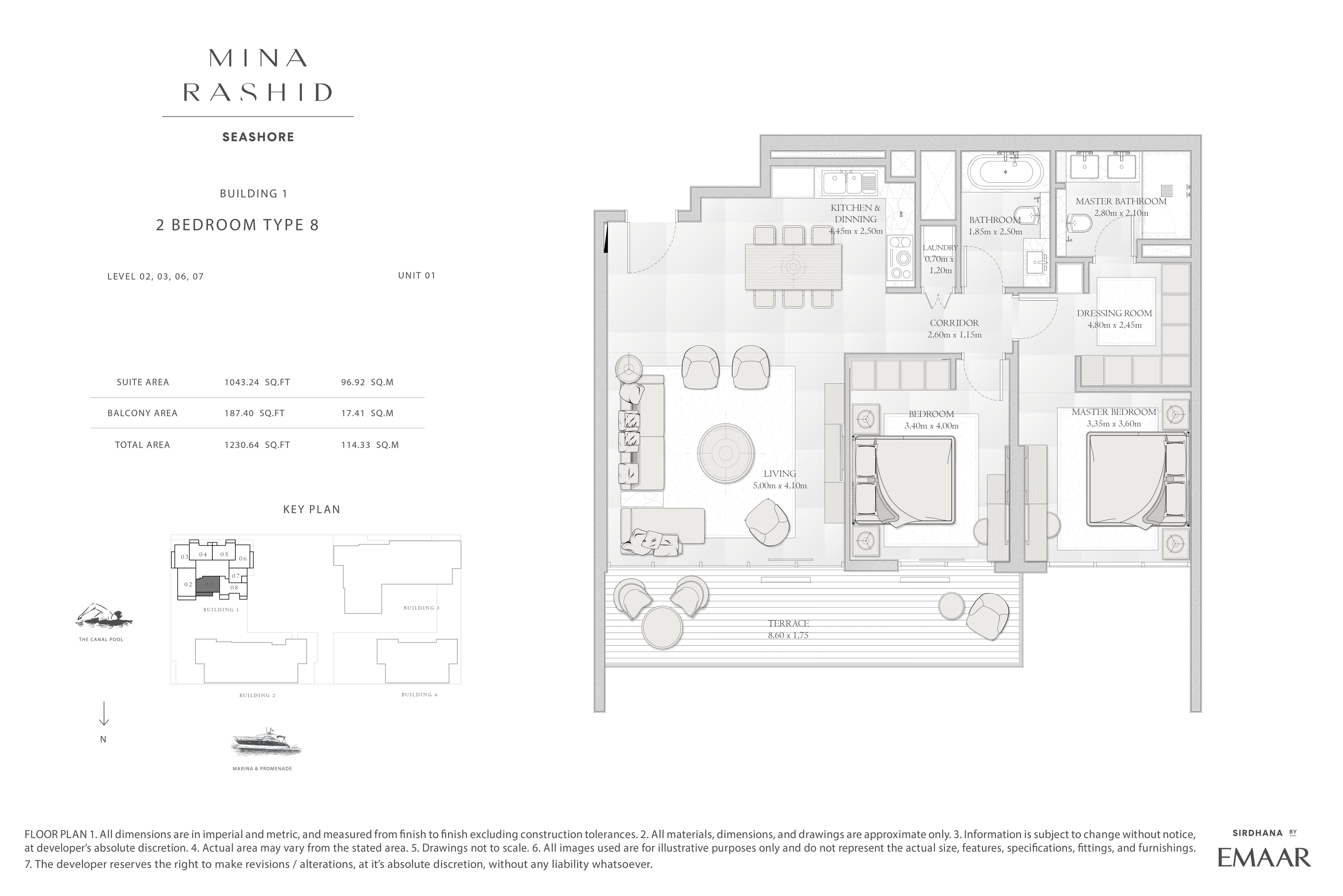 Seashore at Mina Rashid, 2-Bed Floor Plan, type: 2 Bedroom