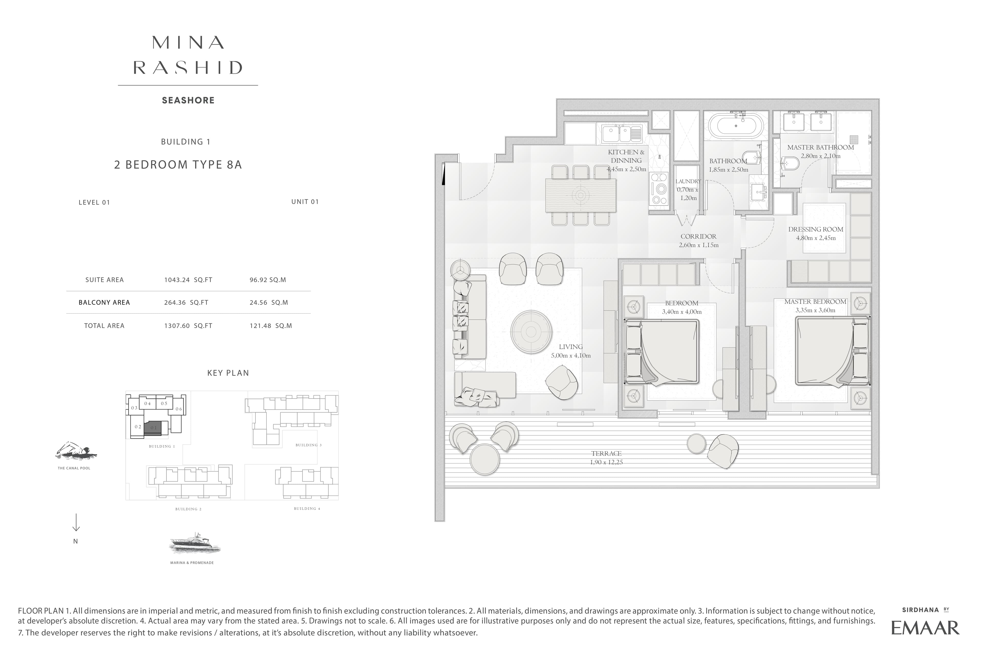 Seashore at Mina Rashid, 2-Bed Floor Plan, type: 2 Bedroom