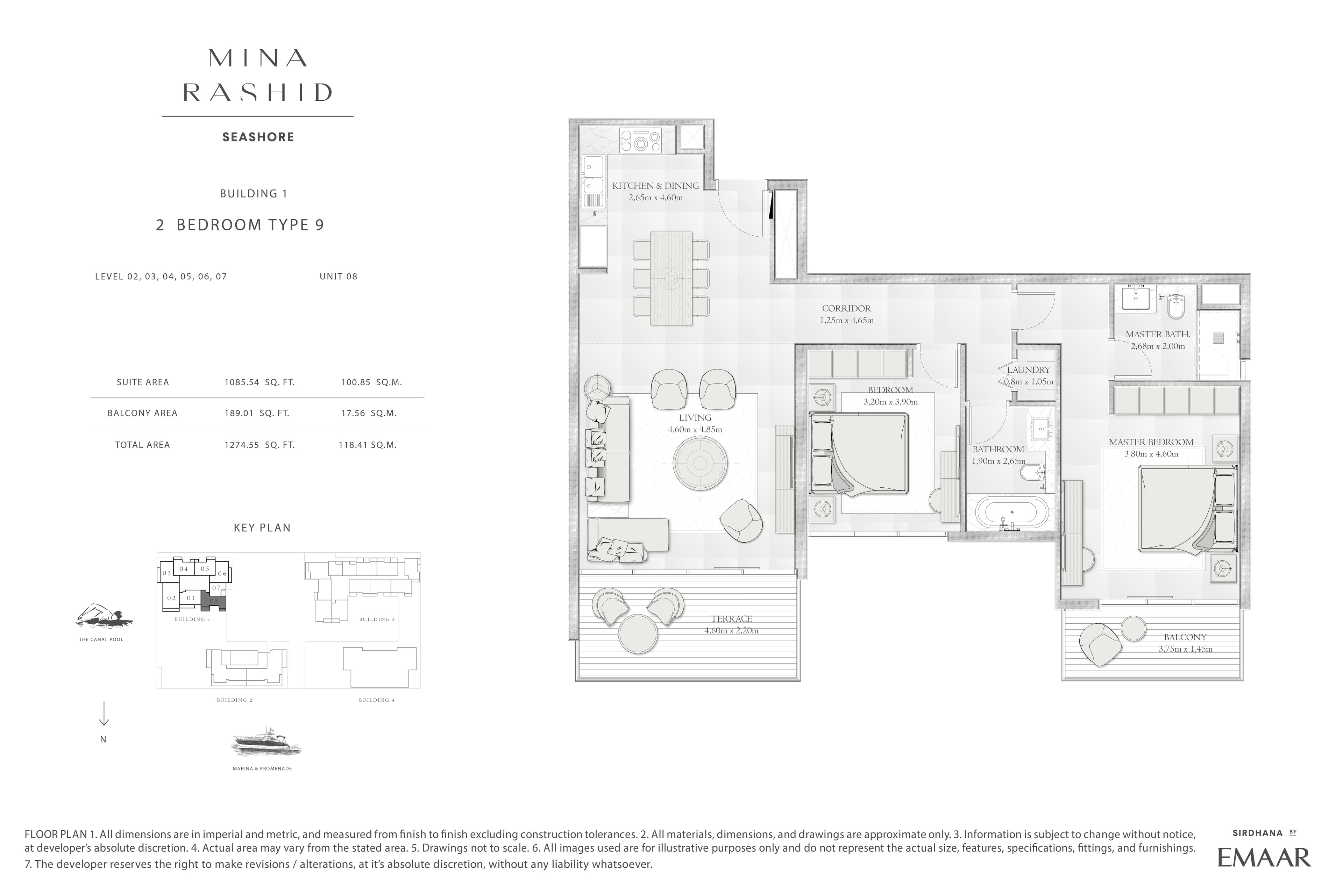 Seashore at Mina Rashid, 2-Bed Floor Plan, type: 2 Bedroom