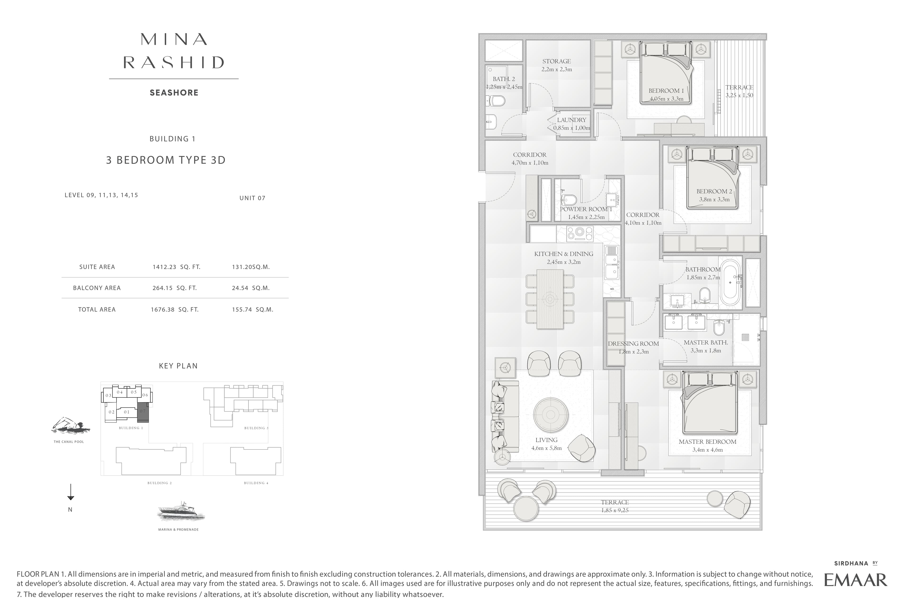 Seashore at Mina Rashid, 3-Bed Floor Plan, type: 3 Bedroom