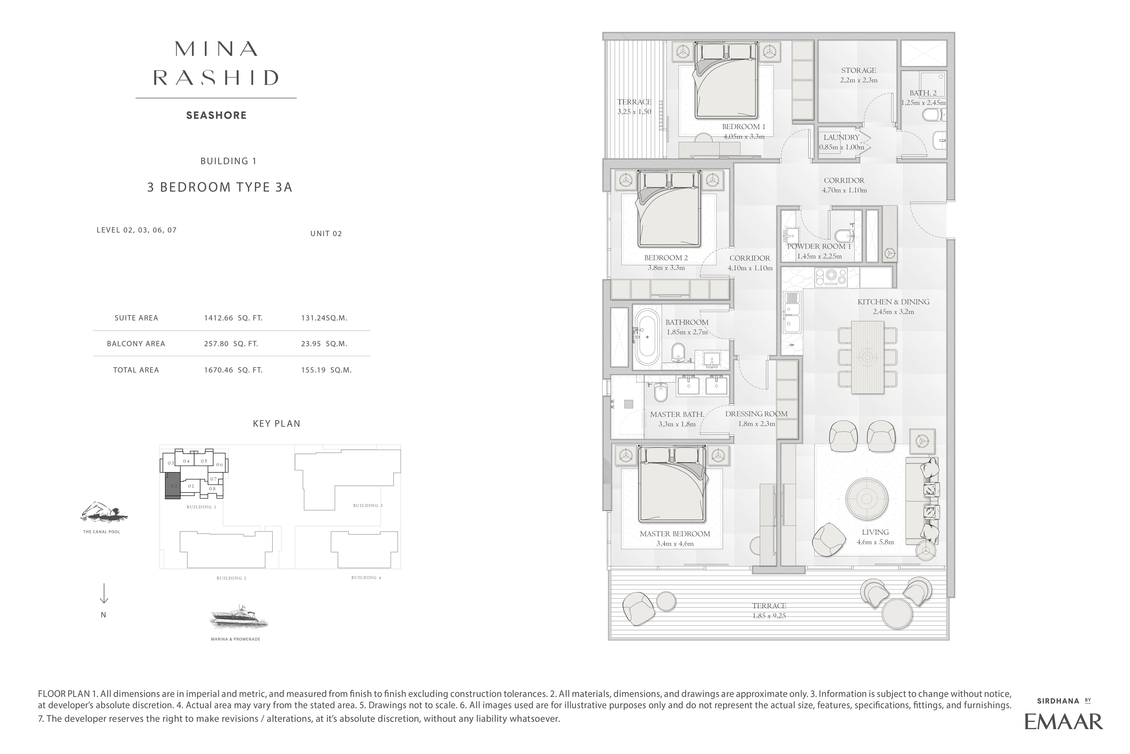Seashore at Mina Rashid, 3-Bed Floor Plan, type: 3 Bedroom