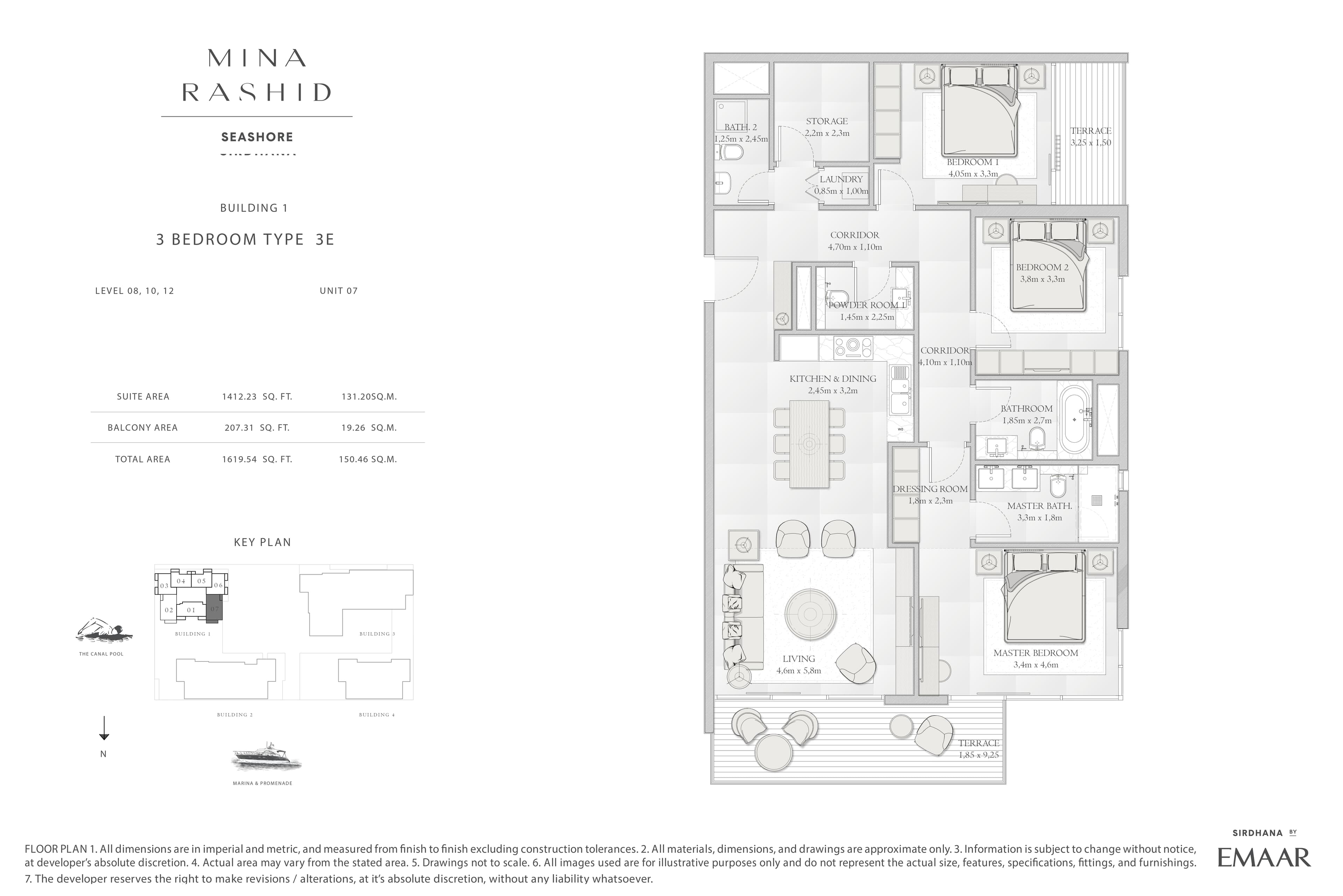 Seashore at Mina Rashid, 3-Bed Floor Plan, type: 3 Bedroom