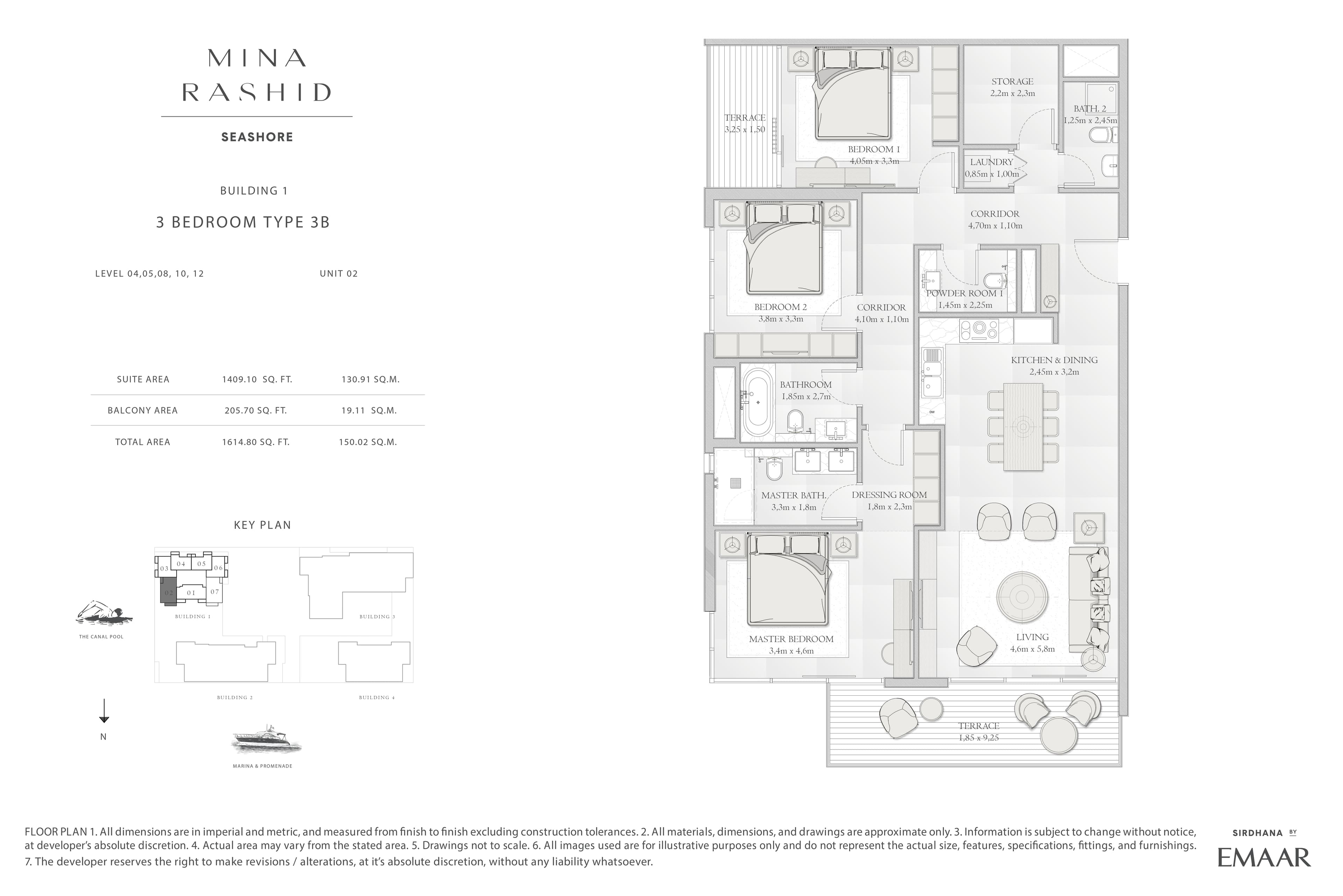 Seashore at Mina Rashid, 3-Bed Floor Plan, type: 3 Bedroom