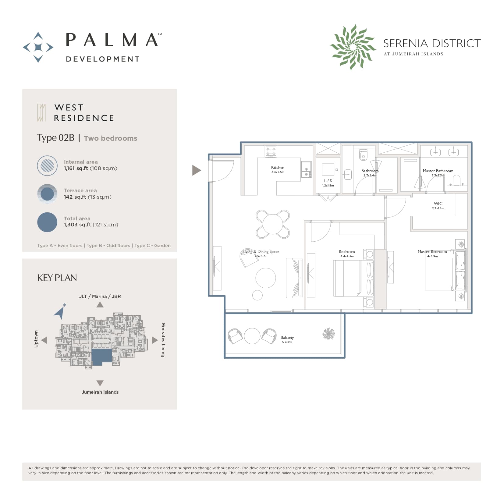Serenia District, 2-Bed Floor Plan, type: 2 Bed